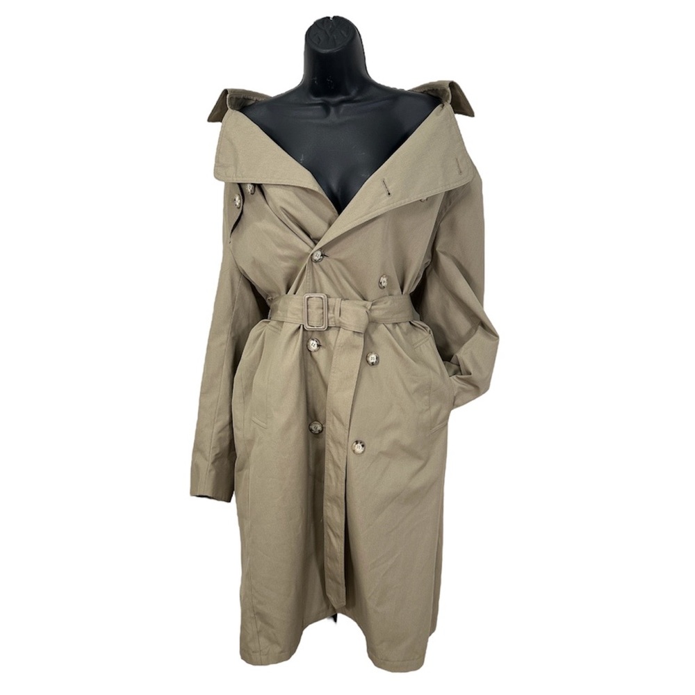 Vintage Tan Double Breasted Belted Trench Coat Size 42 Tall